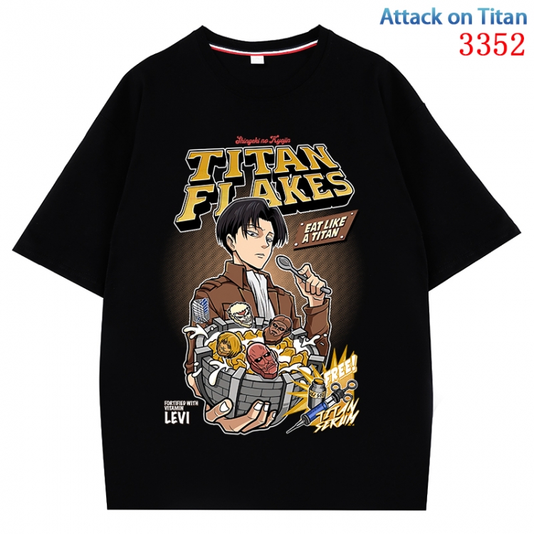 Shingeki no Kyojin Anime peripheral direct spray technology pure cotton short sleeved T-shirt  from S to 4XL  CMY-3352-2