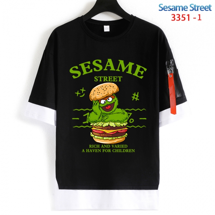 SesameStreet Cotton Crew Neck Fake Two-Piece Short Sleeve T-Shirt from S to 4XL HM-3351-1