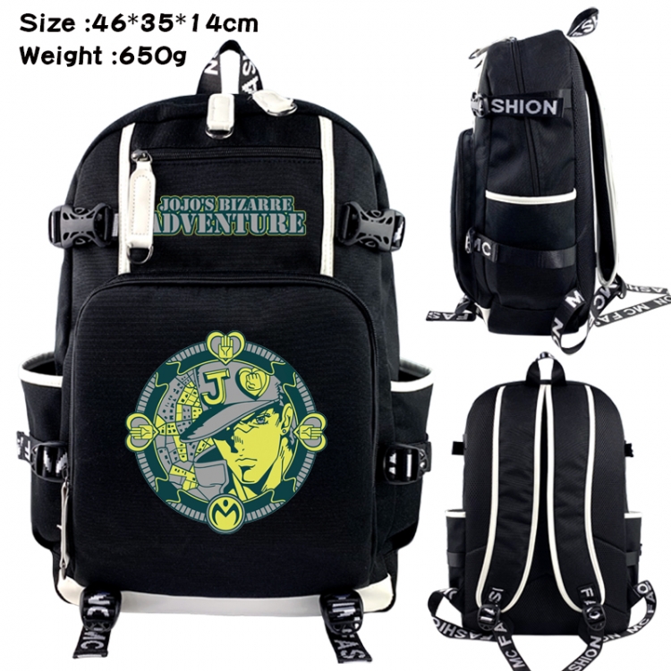 JoJos Bizarre Adventure Data USB backpack Cartoon printed student backpack 46X35X14CM 650G