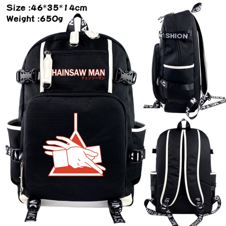 Chainsaw man Data USB backpack Cartoon printed student backpack 46X35X14CM