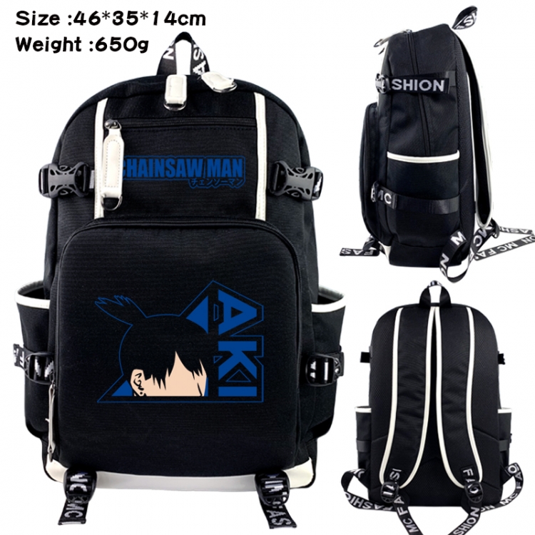 Chainsaw man Data USB backpack Cartoon printed student backpack 46X35X14CM