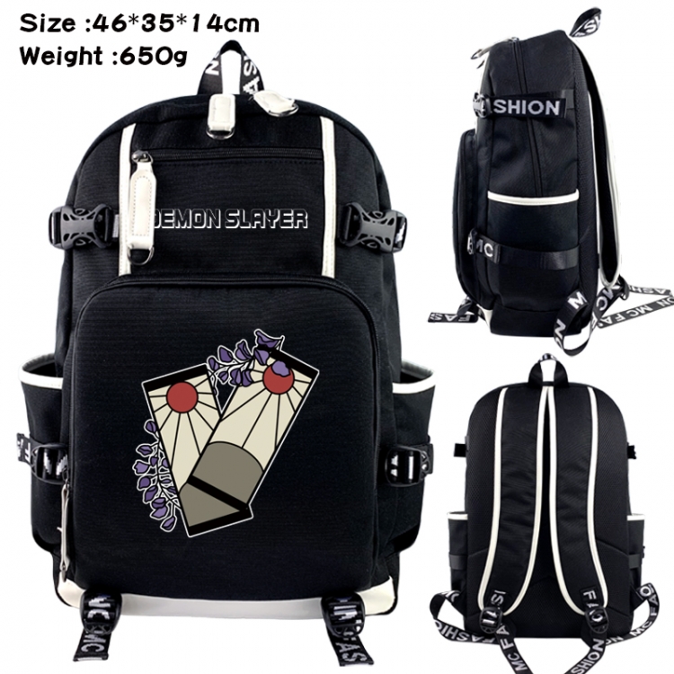 Demon Slayer Kimets Data USB backpack Cartoon printed student backpack 46X35X14CM