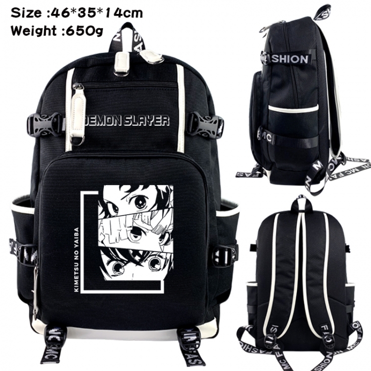 Demon Slayer Kimets Data USB backpack Cartoon printed student backpack 46X35X14CM