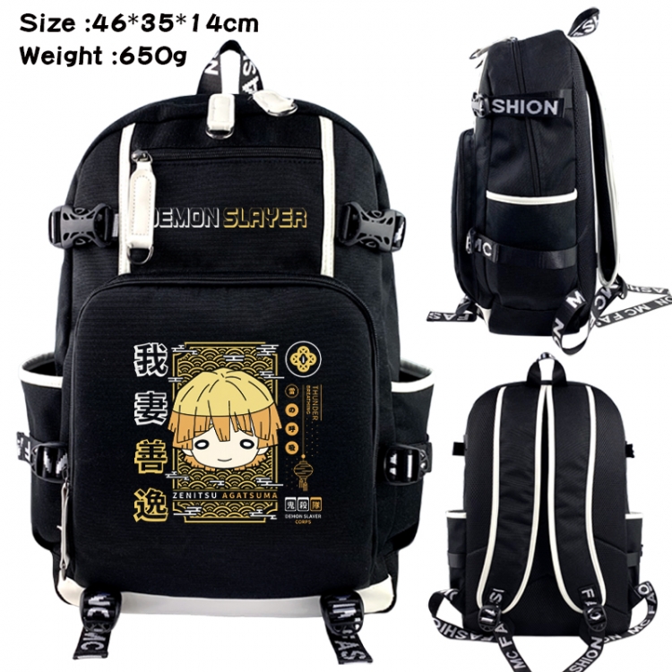 Demon Slayer Kimets Data USB backpack Cartoon printed student backpack 46X35X14CM
