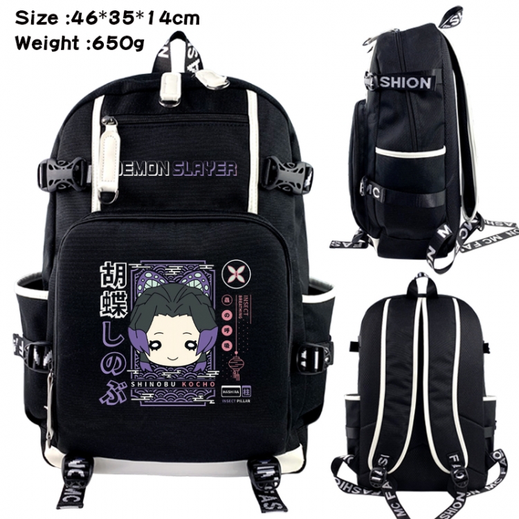 Demon Slayer Kimets Data USB backpack Cartoon printed student backpack 46X35X14CM