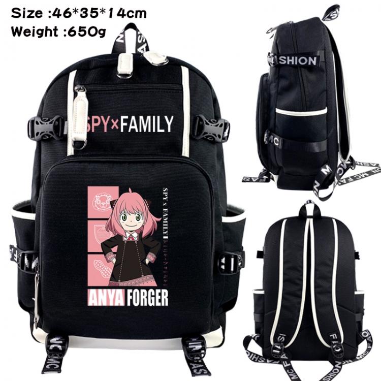 SPY×FAMILY Data USB backpack Cartoon printed student backpack 46X35X14CM 650G