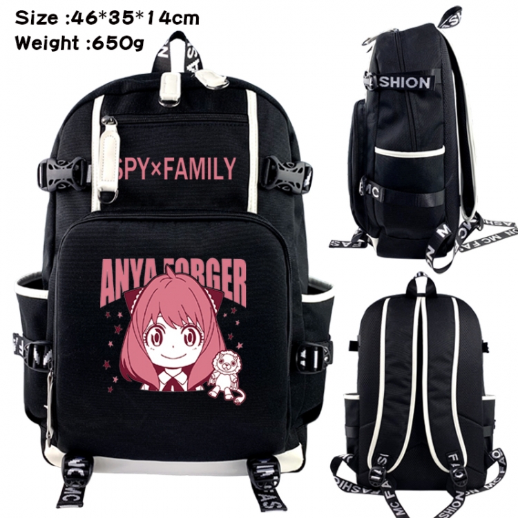 SPY×FAMILY Data USB backpack Cartoon printed student backpack 46X35X14CM 650G