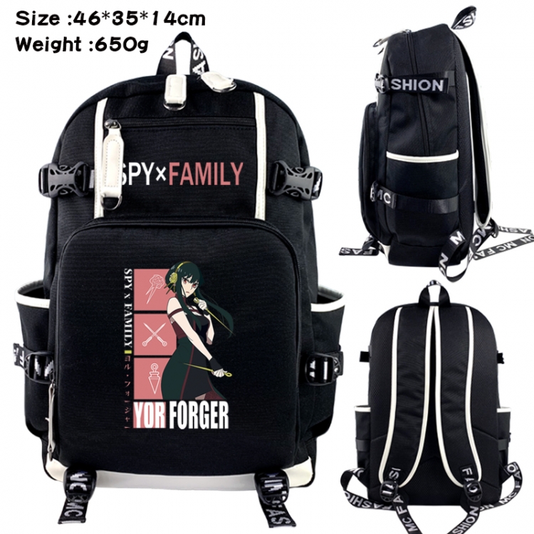 SPY×FAMILY Data USB backpack Cartoon printed student backpack 46X35X14CM 650G