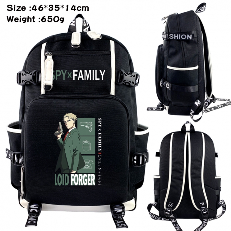 SPY×FAMILY Data USB backpack Cartoon printed student backpack 46X35X14CM 650G