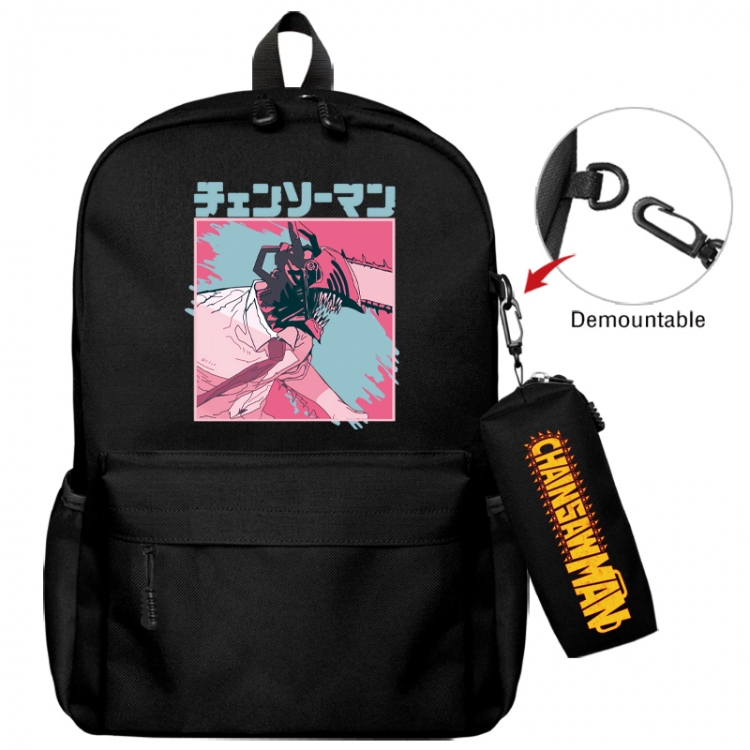 Chainsaw man Animation backpack schoolbag+small pen bag school bag 43X35X12CM