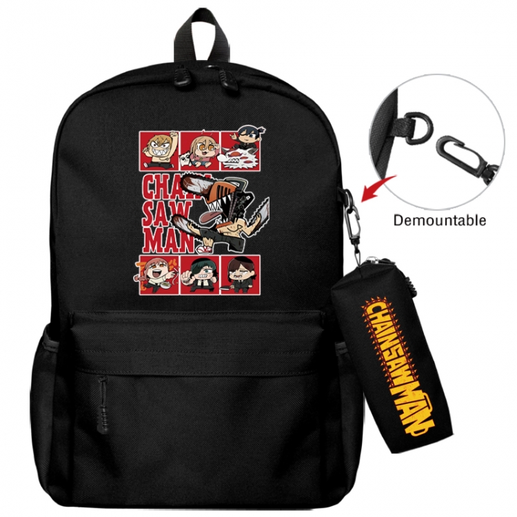 Chainsaw man Animation backpack schoolbag+small pen bag school bag 43X35X12CM