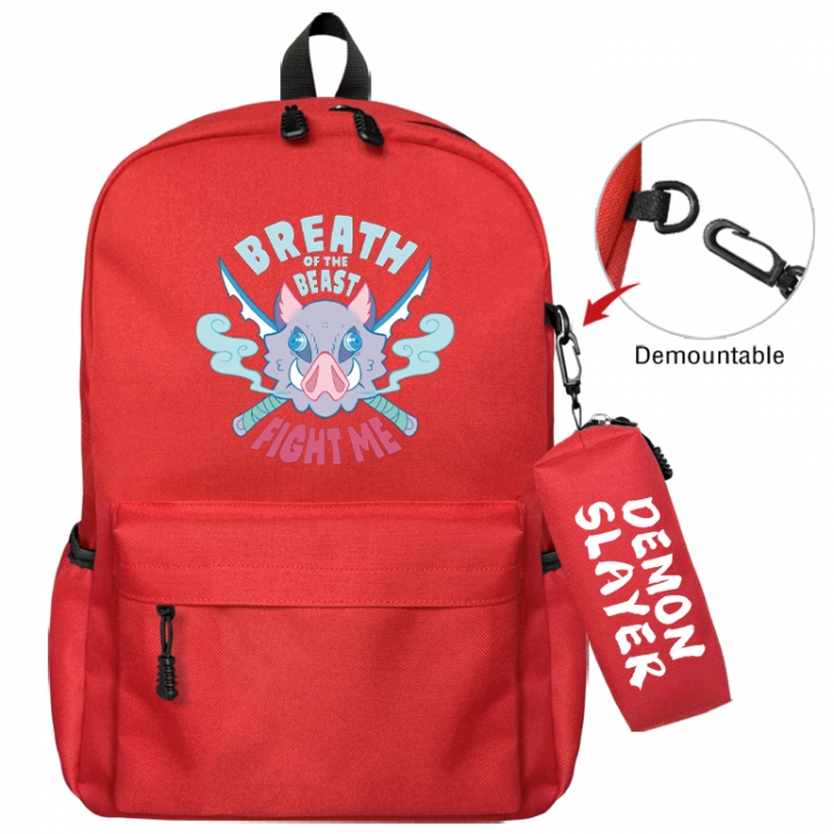 Demon Slayer Kimets Animation backpack schoolbag+small pen bag school bag 43X35X12CM