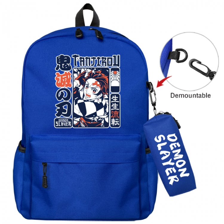 Demon Slayer Kimets Animation backpack schoolbag+small pen bag school bag 43X35X12CM