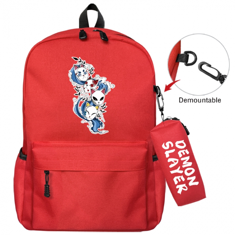 Demon Slayer Kimets Animation backpack schoolbag+small pen bag school bag 43X35X12CM