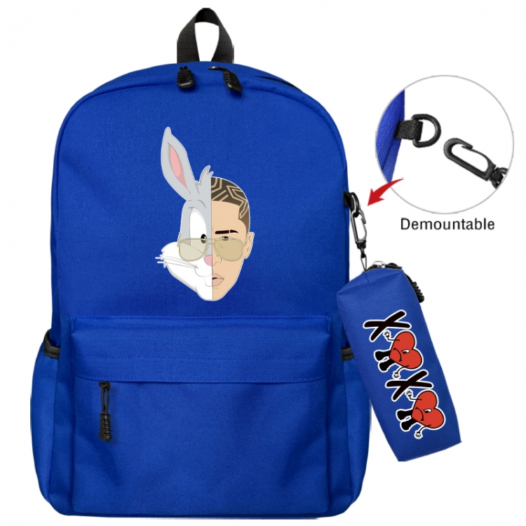 Bad Bunny Animation backpack schoolbag+small pen bag school bag 43X35X12CM