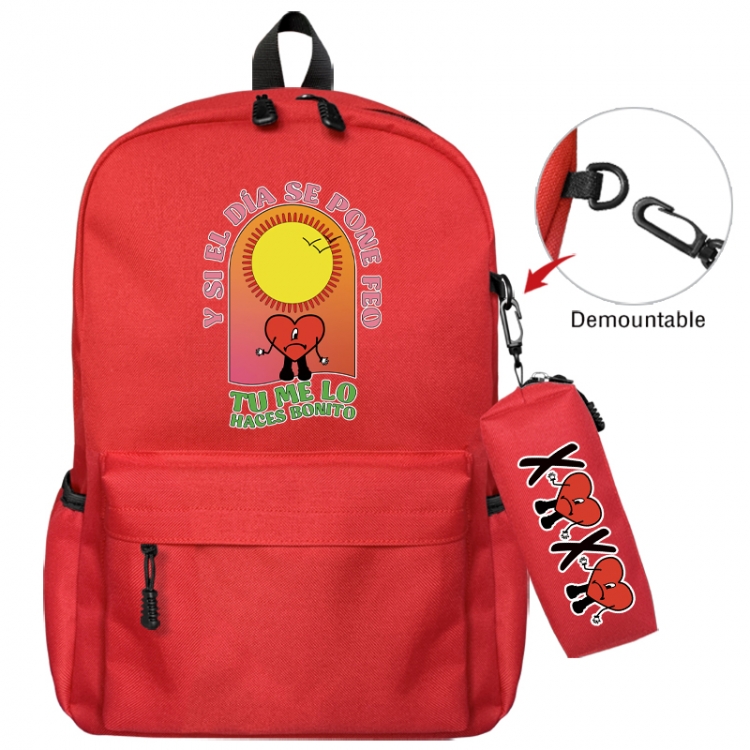 Bad Bunny Animation backpack schoolbag+small pen bag school bag 43X35X12CM