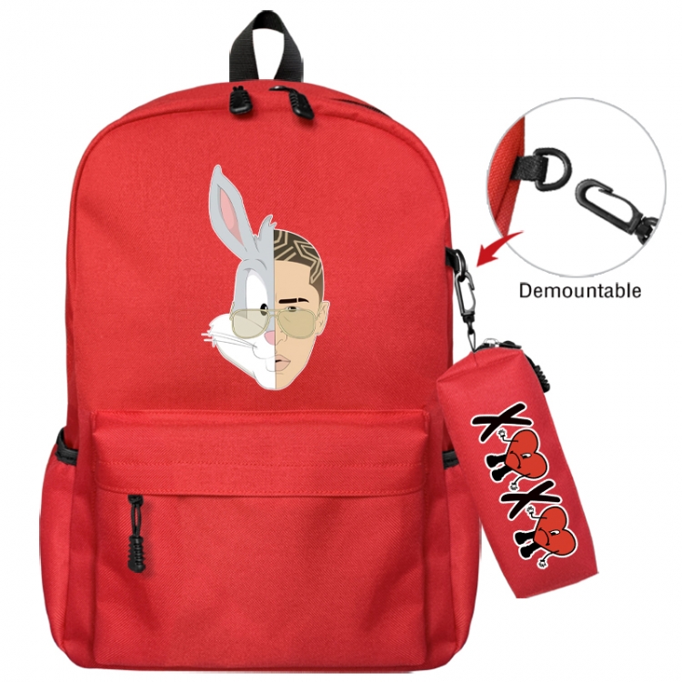 Bad Bunny Animation backpack schoolbag+small pen bag school bag 43X35X12CM