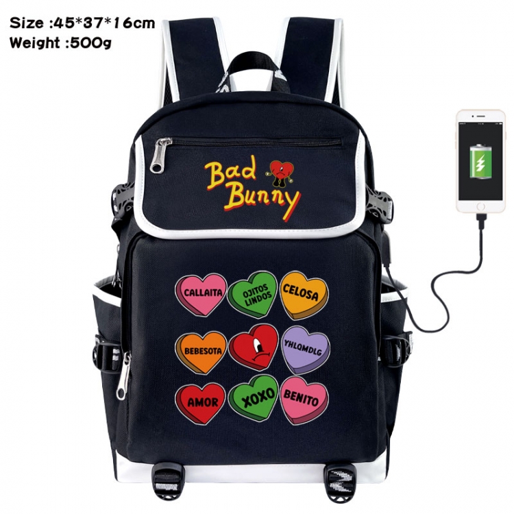 Bad Bunny Anime Flip Data Cable USB Backpack School Bag 45X37X16CM