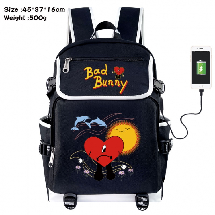 Bad Bunny Anime Flip Data Cable USB Backpack School Bag 45X37X16CM