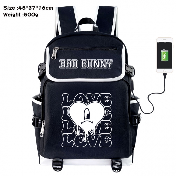 Bad Bunny Anime Flip Data Cable USB Backpack School Bag 45X37X16CM