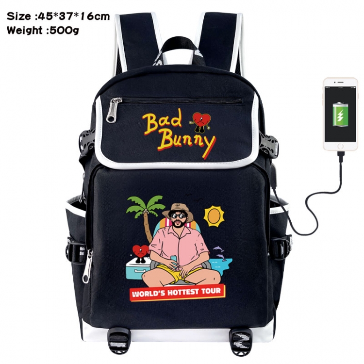 Bad Bunny Anime Flip Data Cable USB Backpack School Bag 45X37X16CM