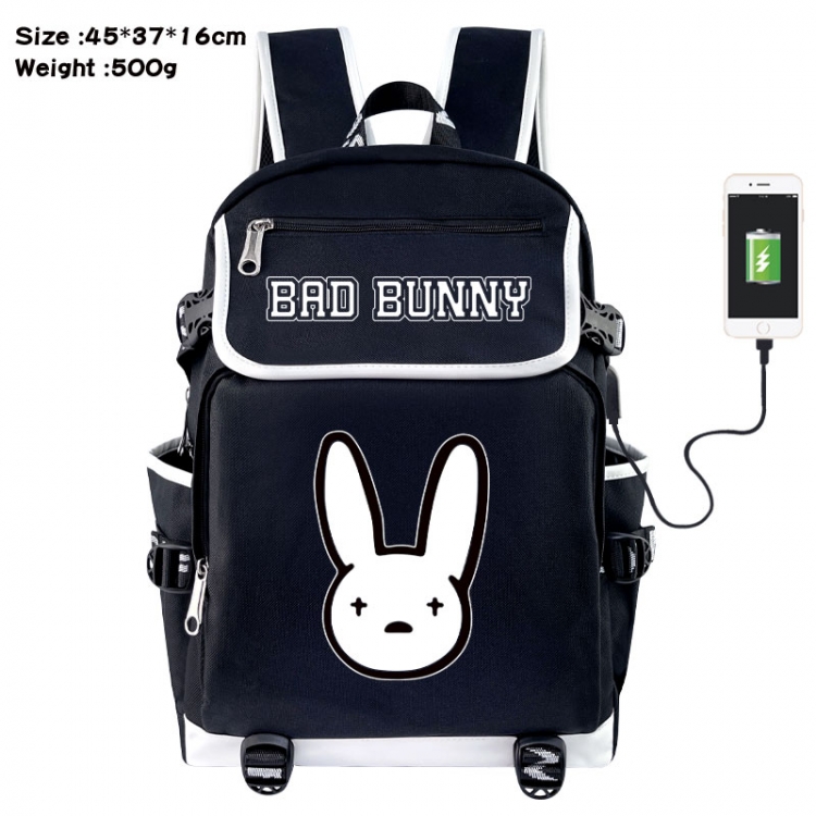 Bad Bunny Anime Flip Data Cable USB Backpack School Bag 45X37X16CM