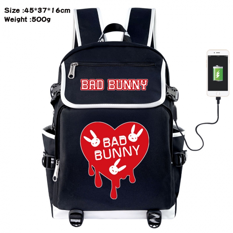 Bad Bunny Anime Flip Data Cable USB Backpack School Bag 45X37X16CM