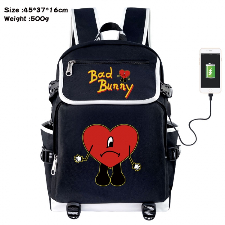 Bad Bunny Anime Flip Data Cable USB Backpack School Bag 45X37X16CM