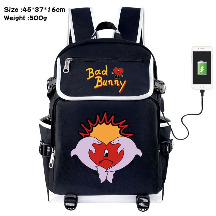 Bad Bunny Anime Flip Data Cable USB Backpack School Bag 45X37X16CM