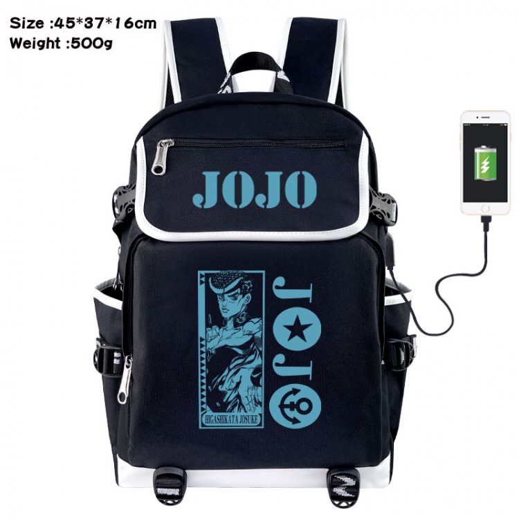 JoJos Bizarre Adventure Anime Flip Data Cable USB Backpack School Bag 45X37X16CM