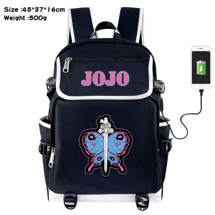 JoJos Bizarre Adventure Anime Flip Data Cable USB Backpack School Bag 45X37X16CM