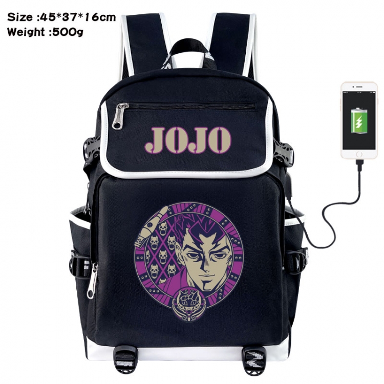 JoJos Bizarre Adventure Anime Flip Data Cable USB Backpack School Bag 45X37X16CM