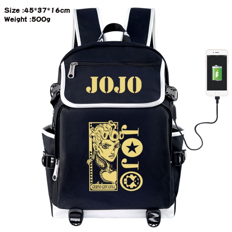 JoJos Bizarre Adventure Anime Flip Data Cable USB Backpack School Bag 45X37X16CM