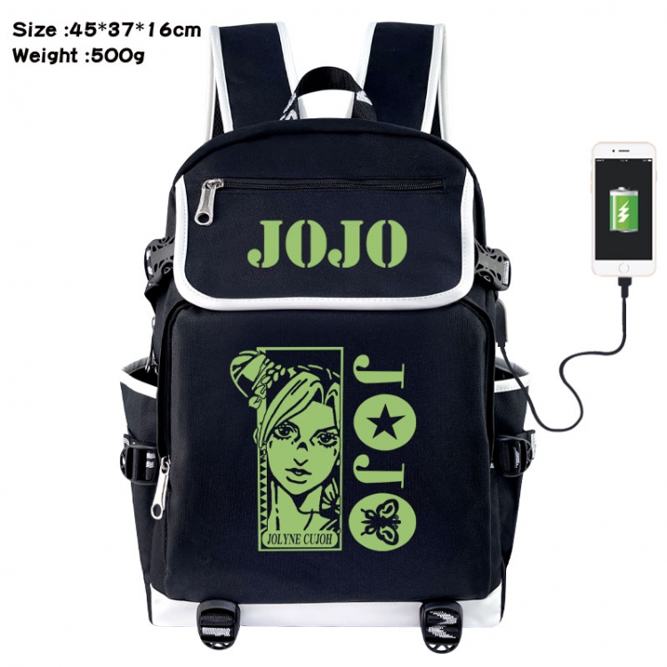 JoJos Bizarre Adventure Anime Flip Data Cable USB Backpack School Bag 45X37X16CM