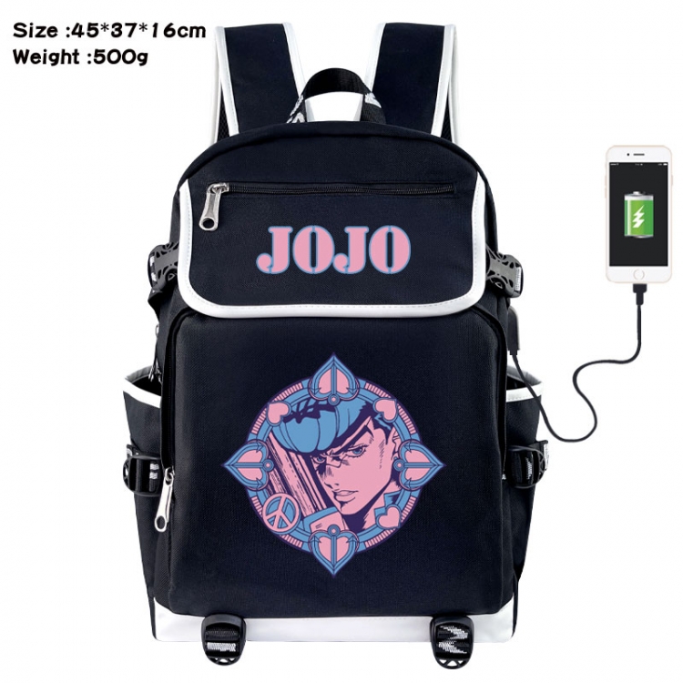 JoJos Bizarre Adventure Anime Flip Data Cable USB Backpack School Bag 45X37X16CM
