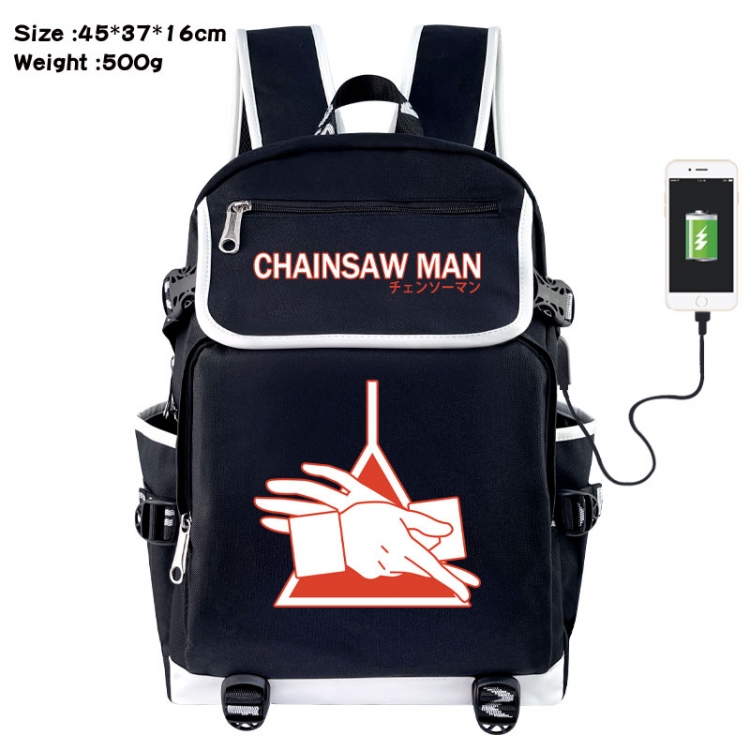 Chainsaw man Anime Flip Data Cable USB Backpack School Bag 45X37X16CM