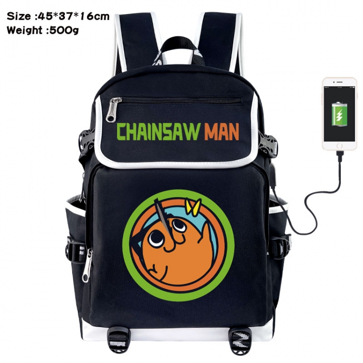 Chainsaw man Anime Flip Data Cable USB Backpack School Bag 45X37X16CM