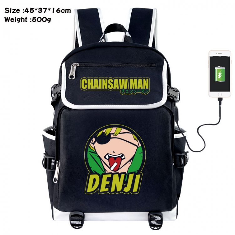 Chainsaw man Anime Flip Data Cable USB Backpack School Bag 45X37X16CM