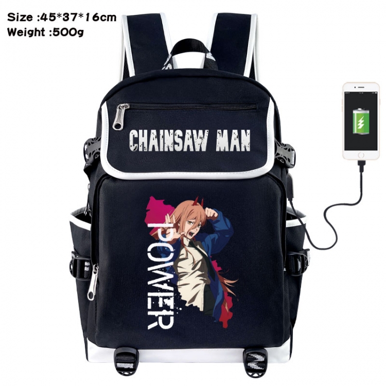 Chainsaw man Anime Flip Data Cable USB Backpack School Bag 45X37X16CM