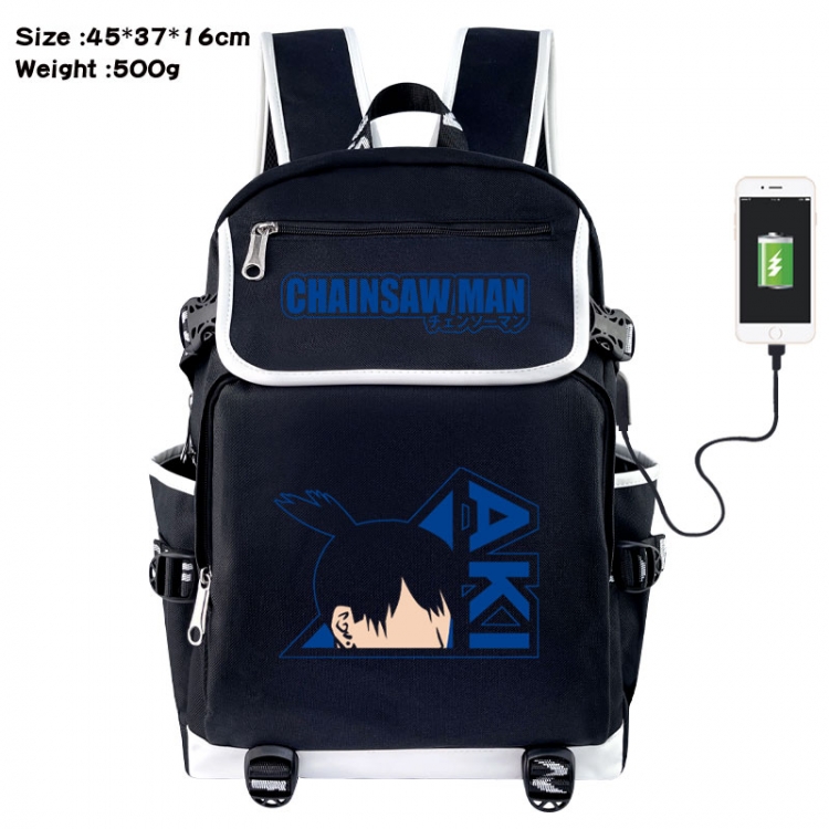 Chainsaw man Anime Flip Data Cable USB Backpack School Bag 45X37X16CM