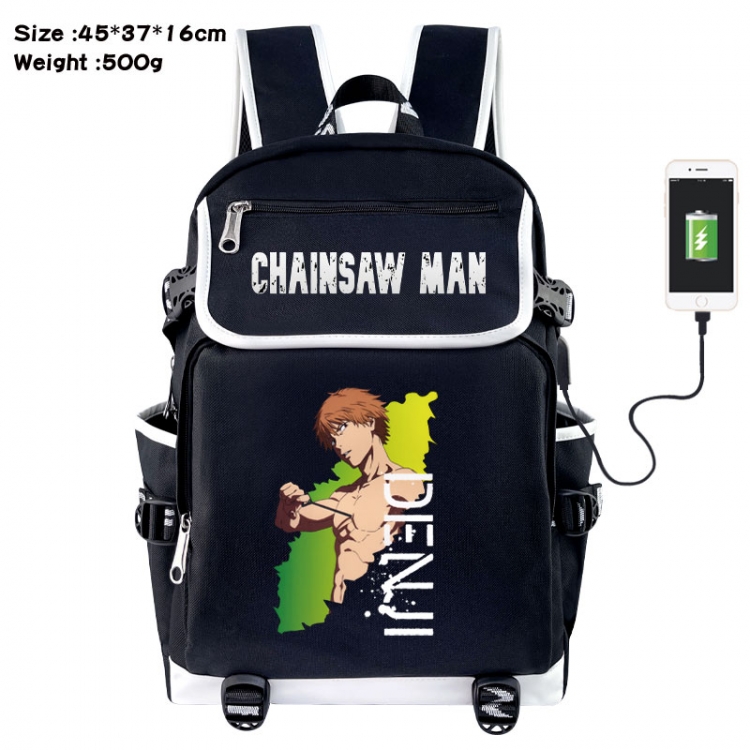 Chainsaw man Anime Flip Data Cable USB Backpack School Bag 45X37X16CM