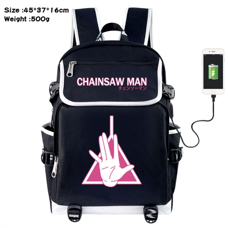 Chainsaw man Anime Flip Data Cable USB Backpack School Bag 45X37X16CM