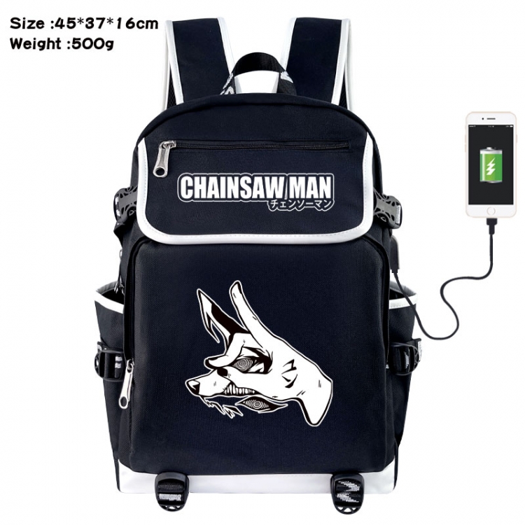 Chainsaw man Anime Flip Data Cable USB Backpack School Bag 45X37X16CM