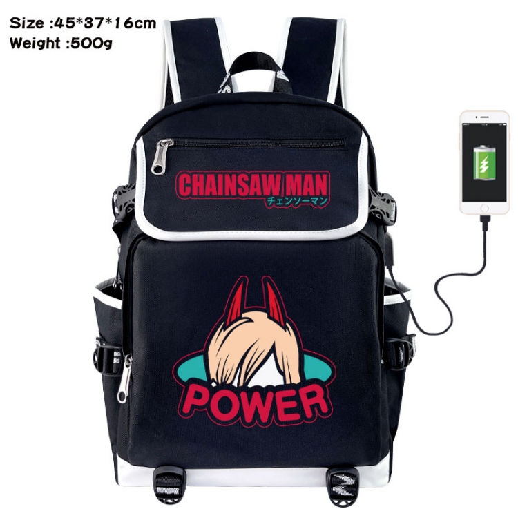 Chainsaw man Anime Flip Data Cable USB Backpack School Bag 45X37X16CM