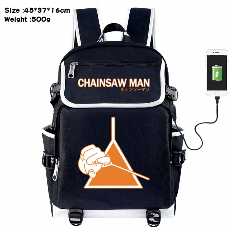 Chainsaw man Anime Flip Data Cable USB Backpack School Bag 45X37X16CM