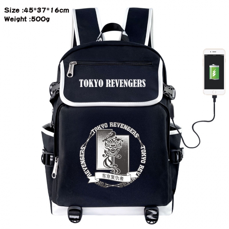 Tokyo Revengers Anime Flip Data Cable USB Backpack School Bag 45X37X16CM