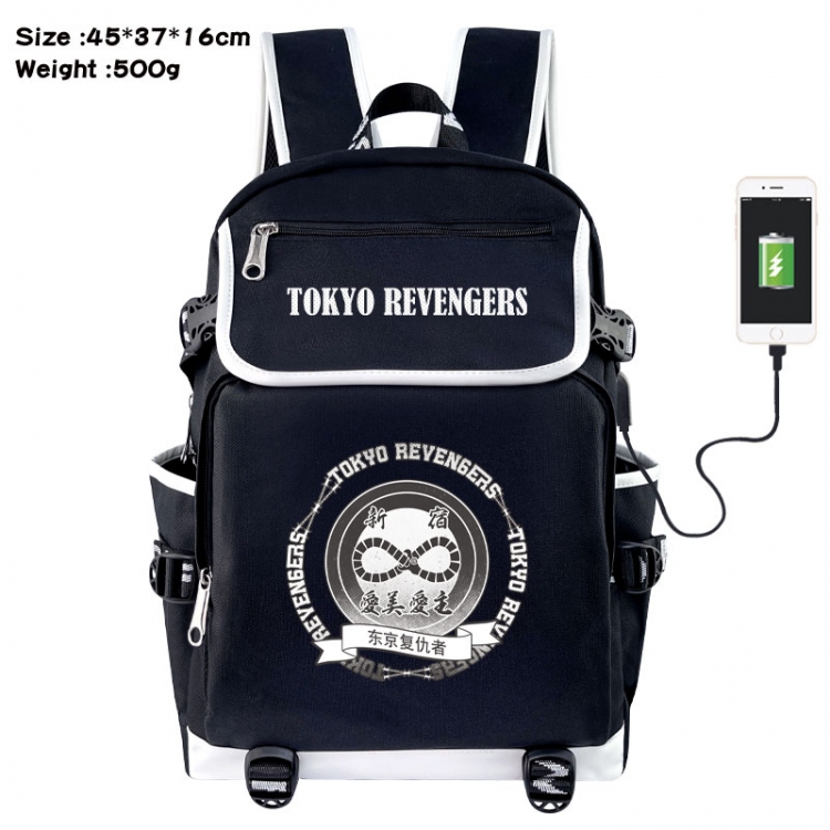 Tokyo Revengers Anime Flip Data Cable USB Backpack School Bag 45X37X16CM