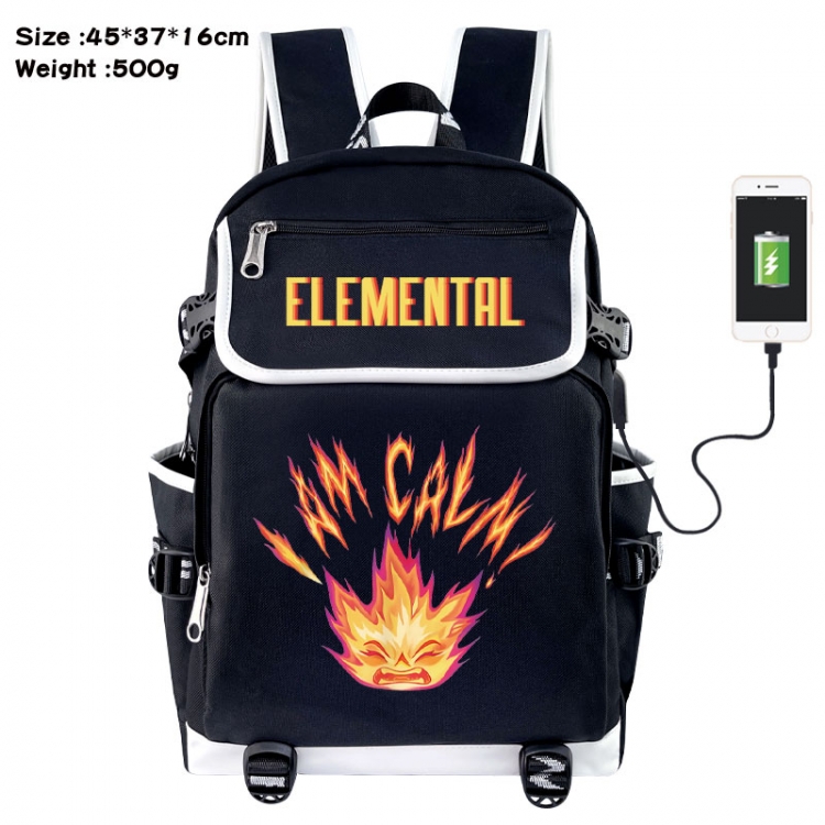 Elemental Anime Flip Data Cable USB Backpack School Bag 45X37X16CM