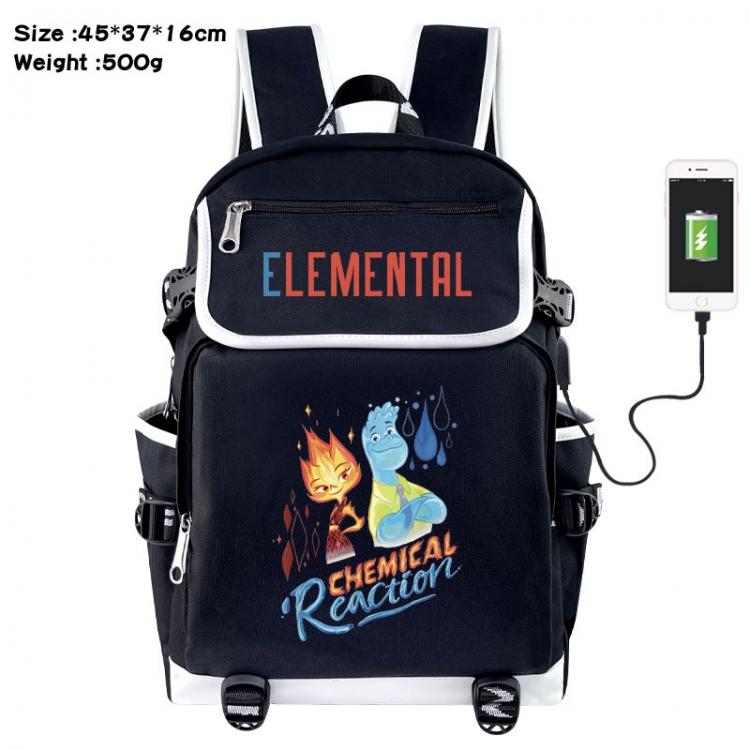 Elemental Anime Flip Data Cable USB Backpack School Bag 45X37X16CM