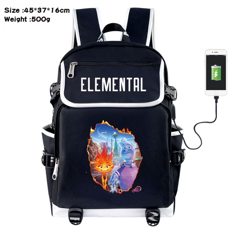 Elemental Anime Flip Data Cable USB Backpack School Bag 45X37X16CM